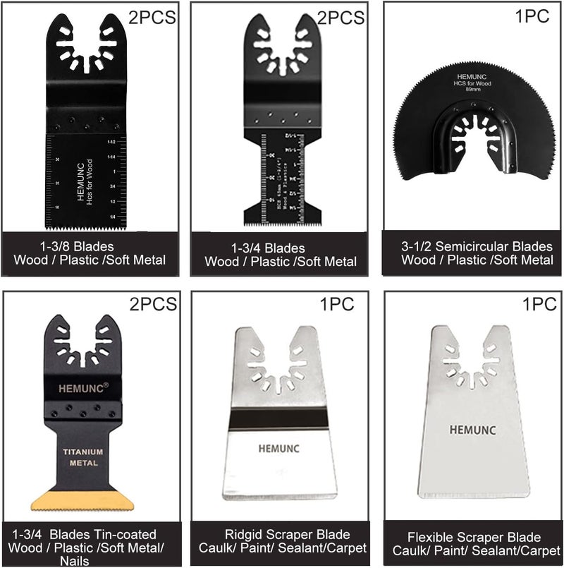 HEMUNC 118PC Oscillating Tool Blades, Oscillating Multitool Saw Blades Accessories Kit - Image 2